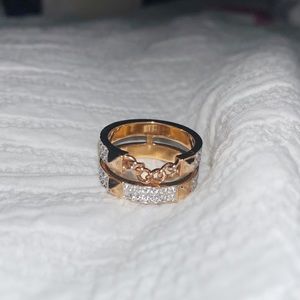 Swarovski Rose Gold Stud Chain Ring